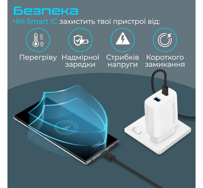 Зарядное устройство Promate BiPlug-2 White