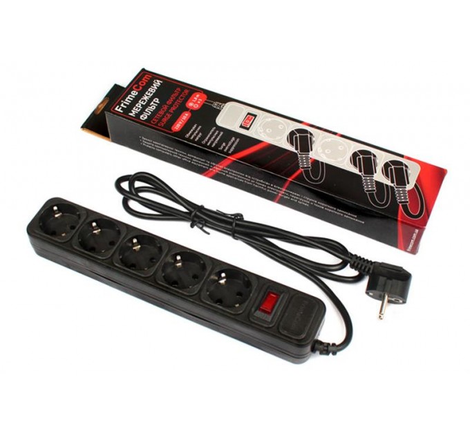 FrimeCom Фільтр живлення FrimeCom (FC-B4005W 1.8 B) 5 розеток, 1.8 м, чорний (коробка)