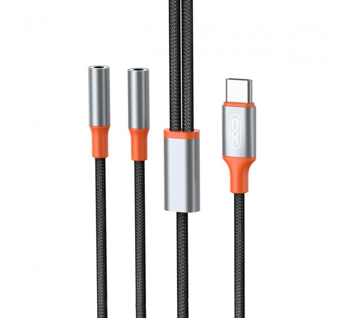XO Кабель XO AUX 2х3.5 мм - USB Type-C (F/M), 1 м, Black (NB-R269B.black)