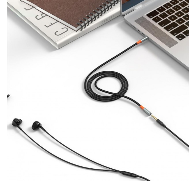 XO Кабель XO AUX 2х3.5 мм - USB Type-C (F/M), 1 м, Black (NB-R269B.black)