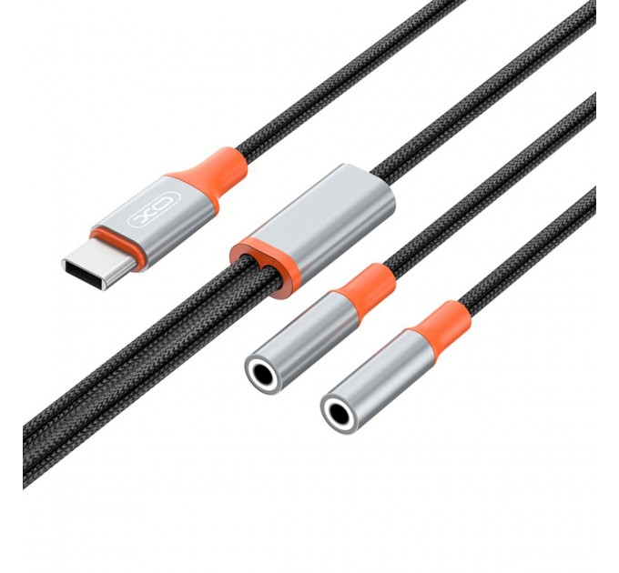 XO Кабель XO AUX 2х3.5 мм - USB Type-C (F/M), 1 м, Black (NB-R269B.black)