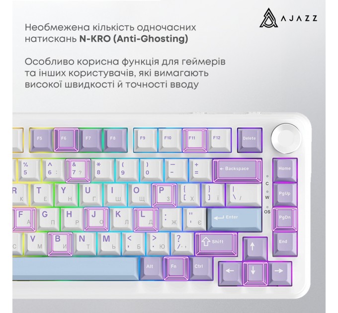 Ajazz Клавіатура Ajazz AK820 Max Magnetic Switch White (AK820MAX-WM-PWB)