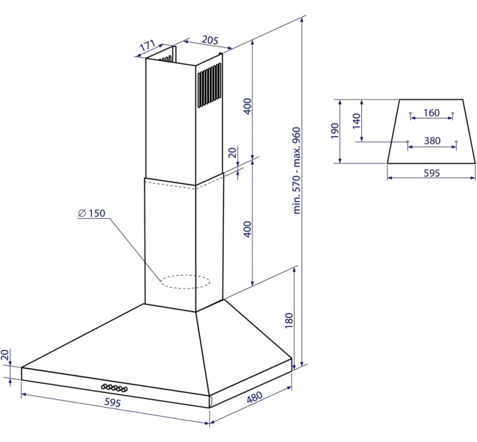Minola Витяжка Minola HK 6614 BL 1000 LED
