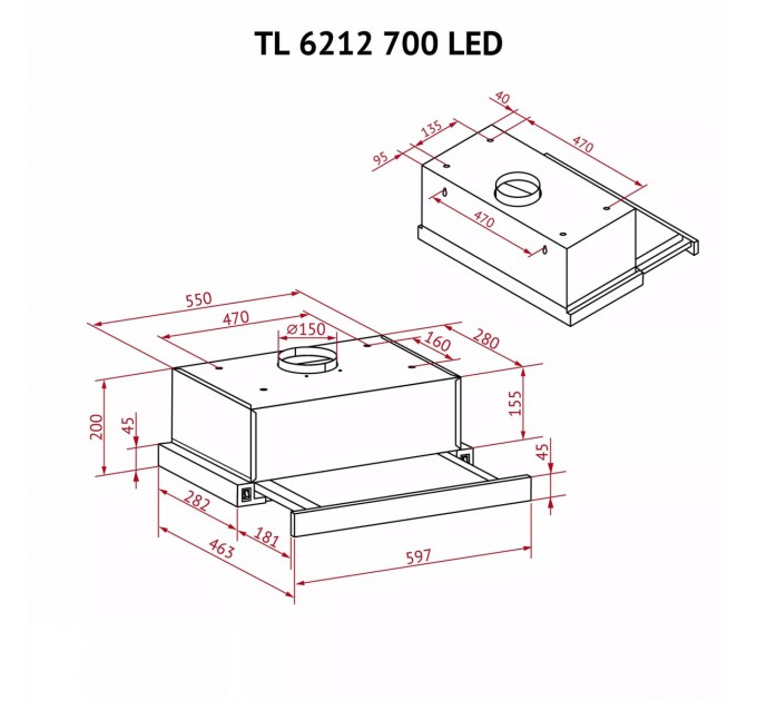 Perfelli Витяжка Perfelli TL 6212 BL 700 LED