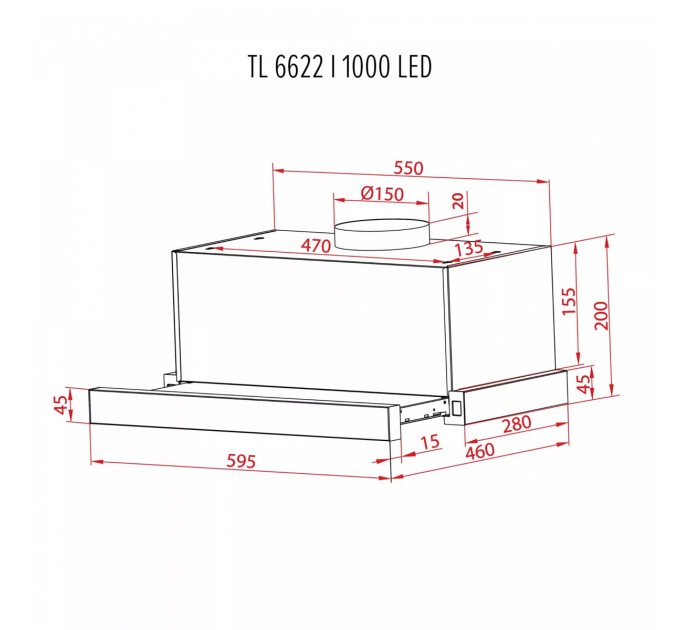Perfelli Витяжка Perfelli TL 6622 I 1000 LED