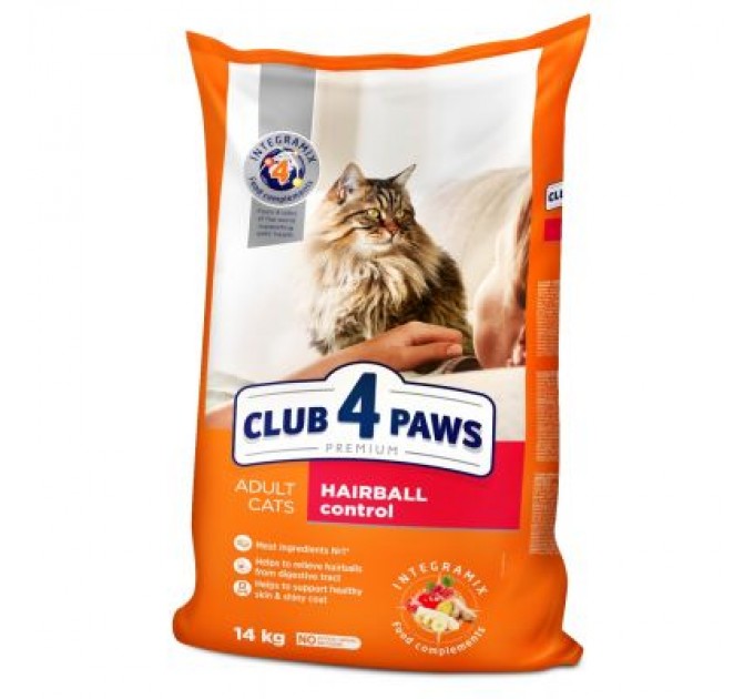 Club 4 Paws Сухий корм для кішок Club 4 Paws Преміум. З ефектом виведення шерсті 14 кг (4820083909337)