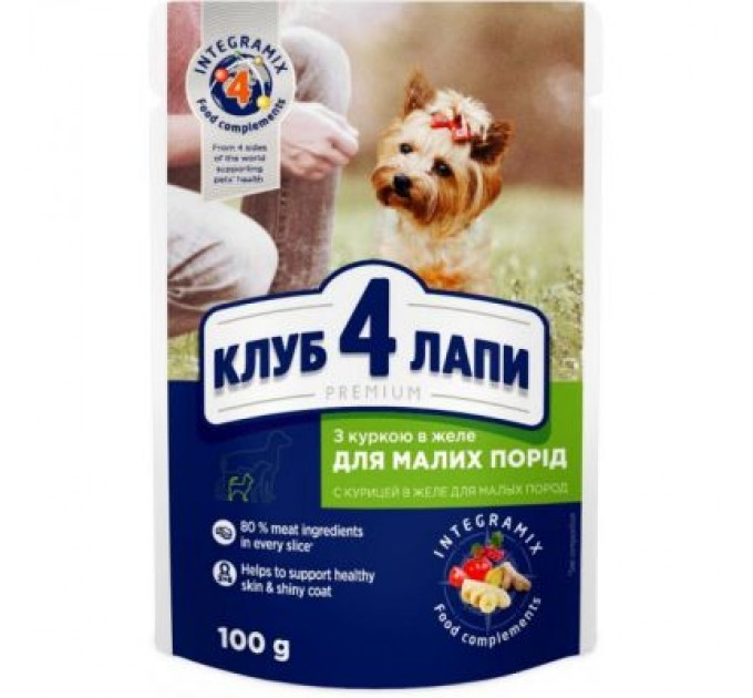 Club 4 Paws Вологий корм для собак Club 4 Paws з куркою в желе 100 г (4820083908880)