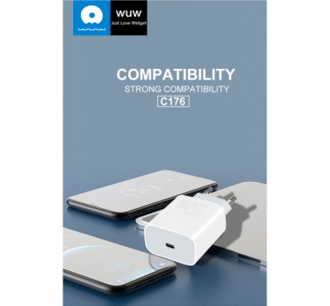 WUW Зарядний пристрій WUW C176 USB-C PD20W White (WUW-C176)