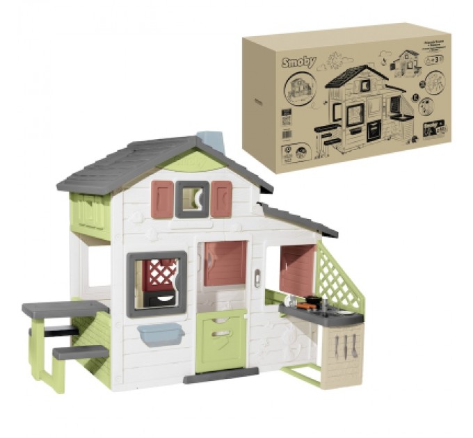 Smoby Ігровий будиночок Smoby Life для друзiв з лiтньою кухнею, дверним дзвiнком та столиком, 217х155х172 см (7600810207)