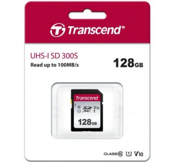 Transcend Карта пам'яті Transcend 128GB SDXC class 10 UHS-I U1 V10 (TS128GSDC300S)