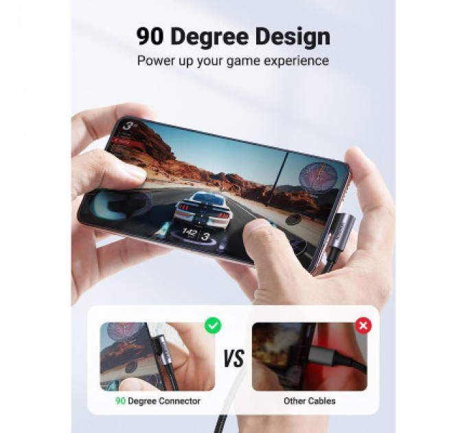 Ugreen Дата кабель USB-C to USB-C 3.0m 60W US255 90-degree Angle Black Ugreen (80714)