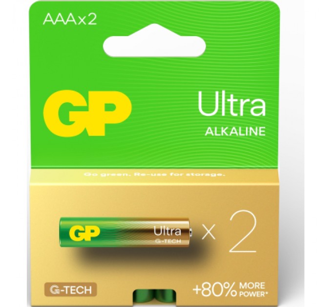 Gp Батарейка Gp AAA LR03 ULTRA Alcaline * 2 (24AU21-SB2 / 4891199218101)