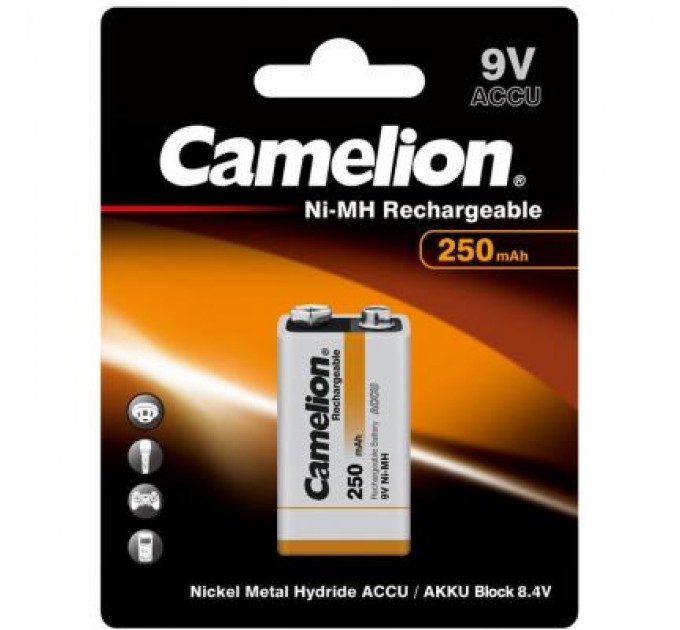 Camelion Акумулятор Крона 250mAh Ni-MH * 1 6F22-1BL Camelion (NH-9V250BP1)