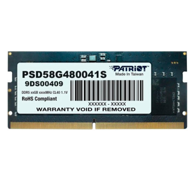 Patriot Модуль пам'яті для ноутбука SoDIMM DDR5 8GB 4800 MHz Patriot (PSD58G480041S)