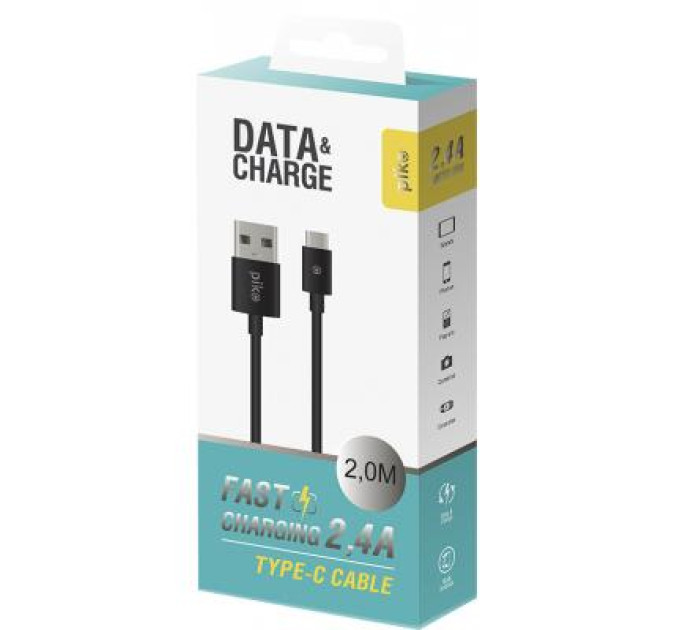 Piko Дата кабель USB 2.0 AM to Type-C 2.0m CB-UT12 black Piko (1283126493850)