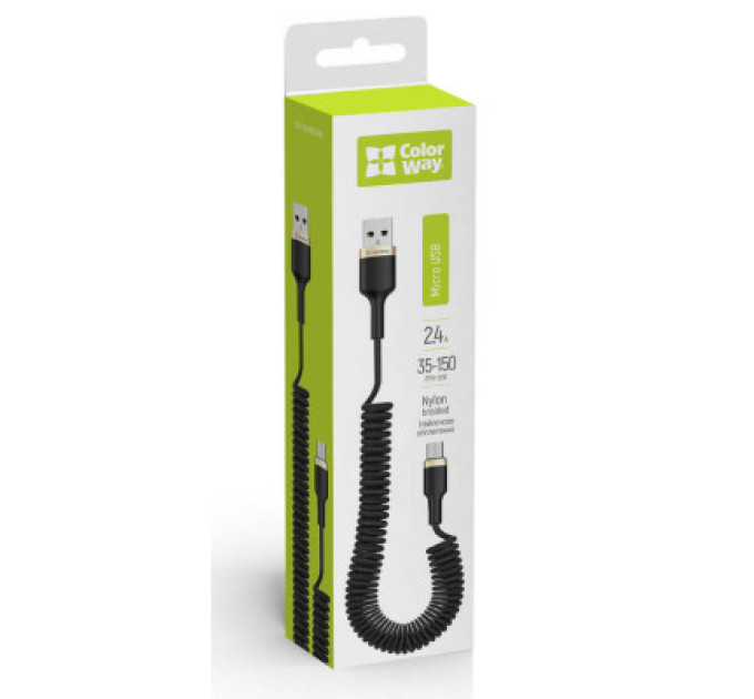 ColorWay Дата кабель USB 2.0 AM to Micro 5P 1.0m spiral black ColorWay (CW-CBUM051-BK)