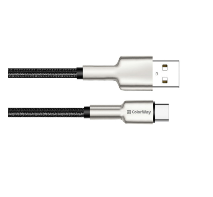 ColorWay Дата кабель USB 2.0 AM to Type-C 1.0m head metal black ColorWay (CW-CBUC046-BK)
