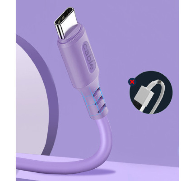 ColorWay Дата кабель USB 2.0 AM to Type-C 1.0m soft silicone violet ColorWay (CW-CBUC044-PU)