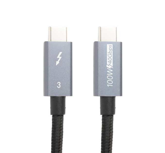 PowerPlant Дата кабель USB-C to USB-C 1.0m Thunderbolt 3 40Gbps, 100W, 20V/ 5A, 4K/ PowerPlant (CA913336)