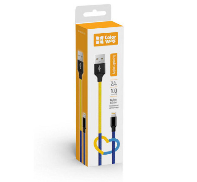 ColorWay Дата кабель USB 2.0 AM to Lightning 1.0m National ColorWay (CW-CBUL052-BLY)