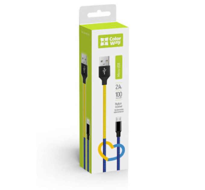 ColorWay Дата кабель USB 2.0 AM to Micro 5P 1.0m National ColorWay (CW-CBUM052-BLY)