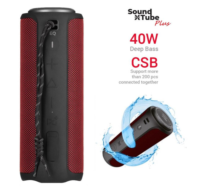 2E Акустична система 2E SoundXTube Plus TWS MP3 Wireless Waterproof Red (2E-BSSXTPWRD)