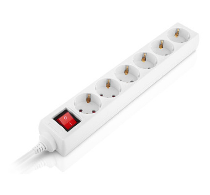 REAL-EL Мережевий фільтр живлення REAL-EL RS-6 Protect M 1.8m, white (EL122300031)