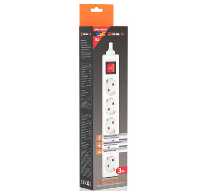 REAL-EL Мережевий фільтр живлення REAL-EL RS-Protect M 1.8m, white (EL122300025)