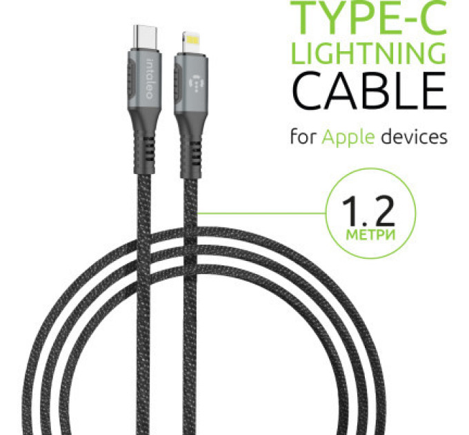 Intaleo Дата кабель USB-C to Lightning 1.2m CBGPD30WTL1 30W grey Intaleo (1283126518089)