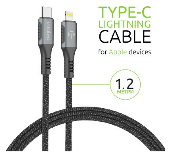 Intaleo Дата кабель USB-C to Lightning 1.2m CBGPD30WTL1 30W grey Intaleo (1283126518089)