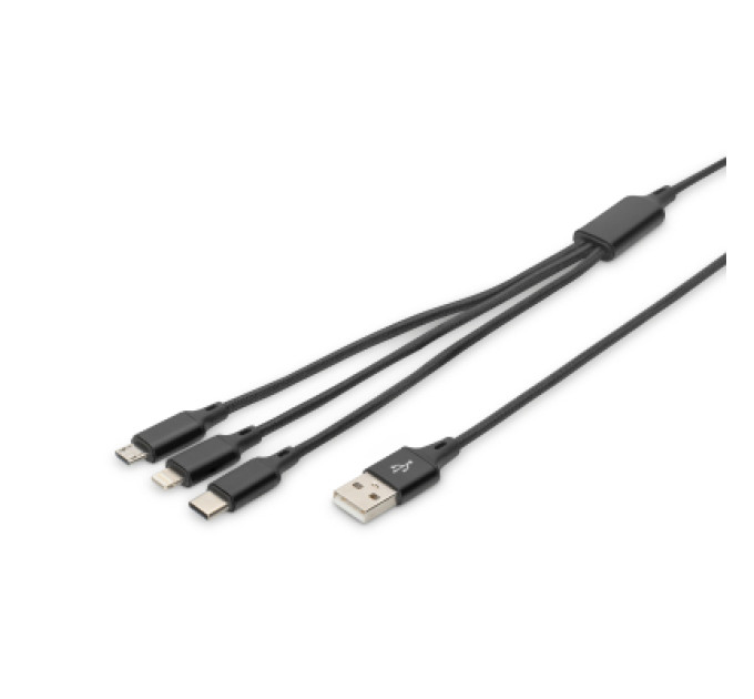 Digitus Дата кабель USB 2.0 AM to Lightning + Micro 5P + Type-C 1.0m charge only Digitus (AK-300160-010-S)