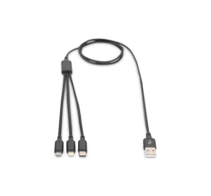 Digitus Дата кабель USB 2.0 AM to Lightning + Micro 5P + Type-C 1.0m charge only Digitus (AK-300160-010-S)