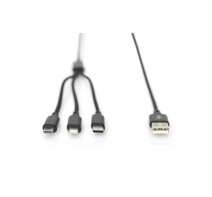 Digitus Дата кабель USB 2.0 AM to Lightning + Micro 5P + Type-C 1.0m charge only Digitus (AK-300160-010-S)