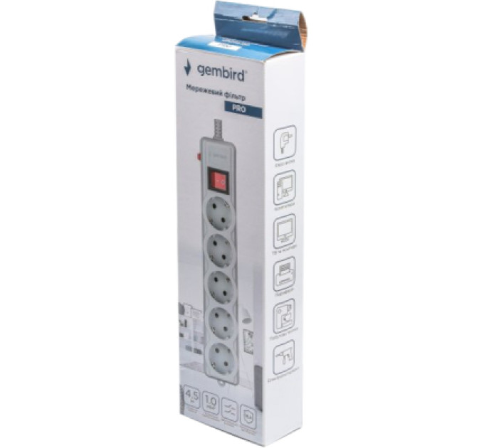 Gembird Мережевий фільтр живлення Gembird SPG5-G-15G-PRO