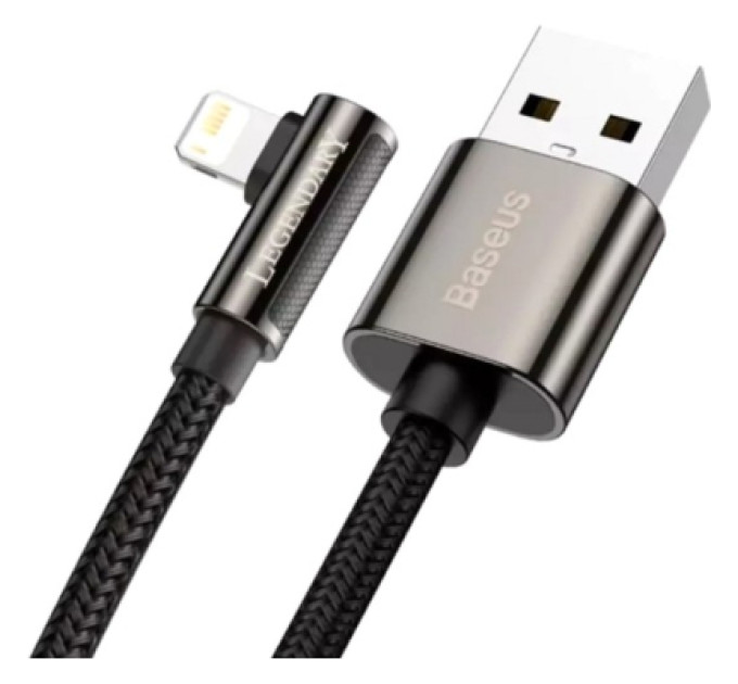 Baseus Дата кабель USB 2.0 AM to Lightning 2.0m CALCS 2.4A 90 Legend Series Elbow Black Baseus (CALCS-A01)