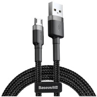 Дата кабель USB 2.0 AM to Micro 5P 0.5m Cafule 2.4A Black-Grey Baseus (CAMKLF-AG1)