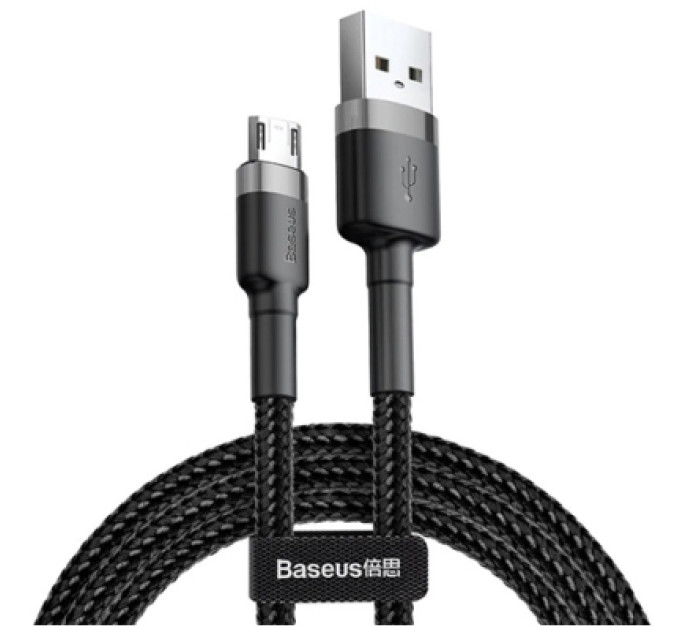 Baseus Дата кабель USB 2.0 AM to Micro 5P 0.5m Cafule 2.4A Black-Grey Baseus (CAMKLF-AG1)