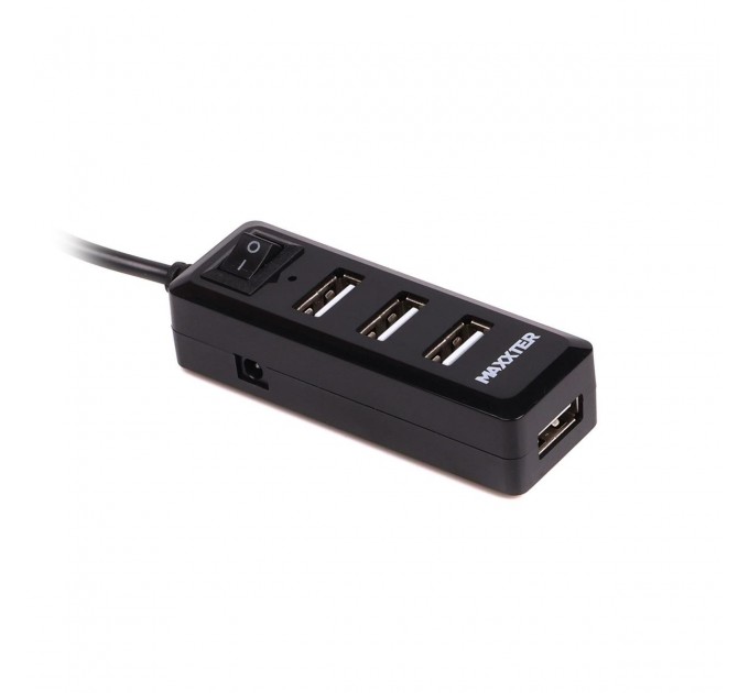 Maxxter Концентратор USB 2.0 Maxxter 4хUSB2.0 Black (HU2A-4P-AC-03)
