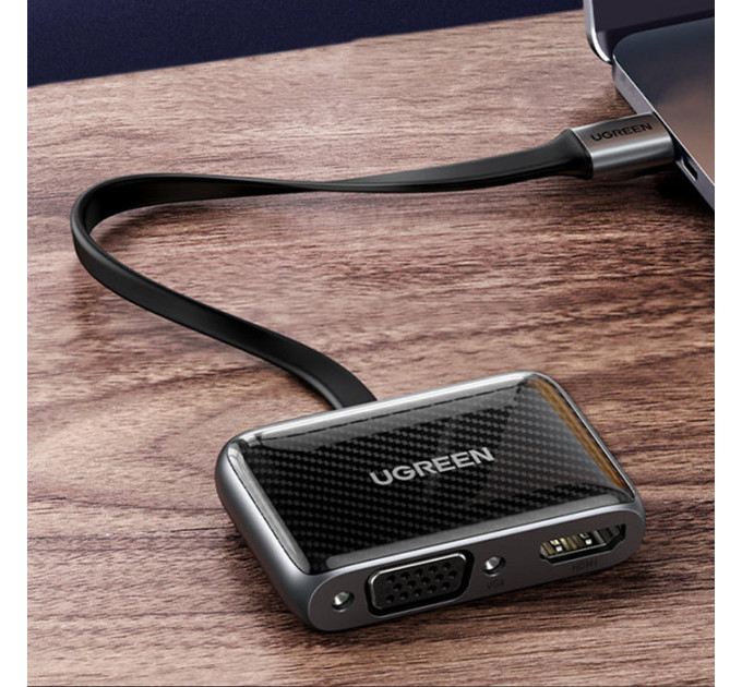 Ugreen Перехідник USB2.0 to HDMI+VGA (HDMI 1.4b 3D/4K*2K30Hz+VGA 1080P60Hz CM303) black Ugreen (70549)