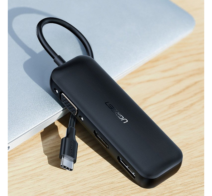 Ugreen Перехідник USB2.0 Type-C to VGA V1.2/HDMI V2.0b/DP V1.2a CM260 black Ugreen (60568)