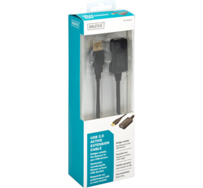 Assmann Дата кабель USB 2.0 AM/AF 5.0m active Assmann (DA-70130-4)