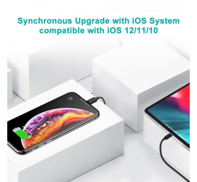Choetech Дата кабель USB 2.0 AM to Lightning 1.8m 2.1A MFI Black Choetech (IP0027-BK)
