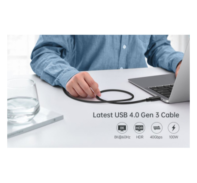 Choetech Дата кабель USB-C to USB-C 0.8m USB4 40Gbps PD 100W 8K60Hz Choetech (XCC-1028-BK)