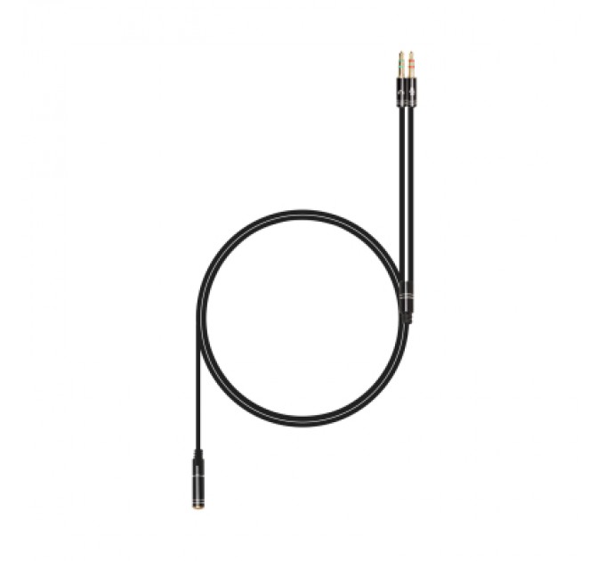XoKo Кабель мультимедійний 3.5mm F to 2x3.5mm M 0.4m (4pin) black XoKo (AC-009)