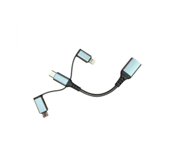 XoKo Дата кабель OTG USB 3.0 AF to USB-C + Micro 5P + Lightning 0.11m 60W XoKo (XK-AC-155)