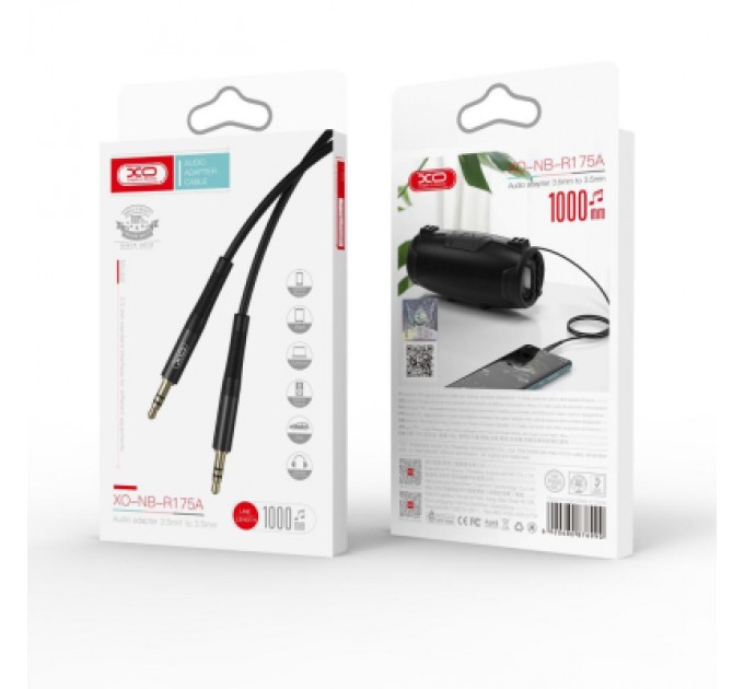 XO Кабель мультимедійний 3.5mm M to 3.5mm M 1.0m black XO (NBR175A-BK)