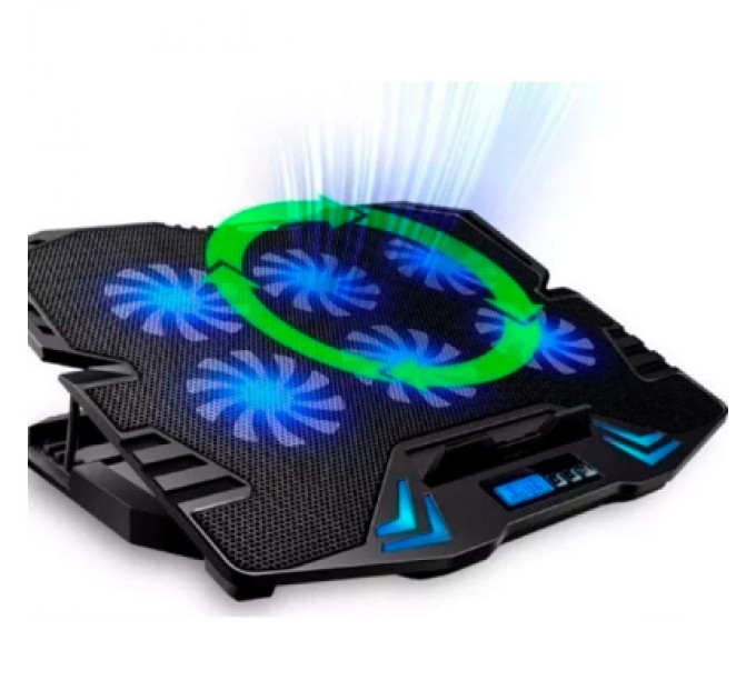 IceCoorel Підставка до ноутбука IceCoorel 10-17", 6*70mm 1800 RPM, 2*USB, + LCD, 365*297*30mm, Black (K8)