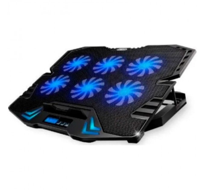 IceCoorel Підставка до ноутбука IceCoorel 10-17", 6*70mm 1800 RPM, 2*USB, + LCD, 365*297*30mm, Black (K8)