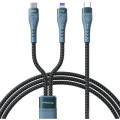 Proda Дата кабель USB-C to USB-C + Lightning 1.3m Azeada PD-B73th 27W/100W data transfer black Proda (PD-B73th-BK)