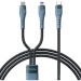 Proda Дата кабель USB-C to USB-C + Lightning 1.3m Azeada PD-B73th 27W/100W data transfer black Proda (PD-B73th-BK)